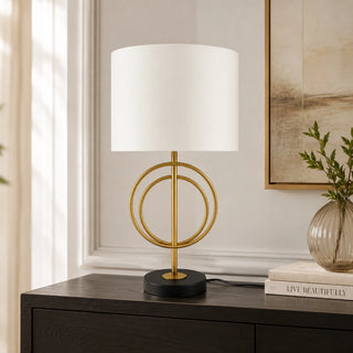 Oxford Metal Lamp Setup on a brown console table