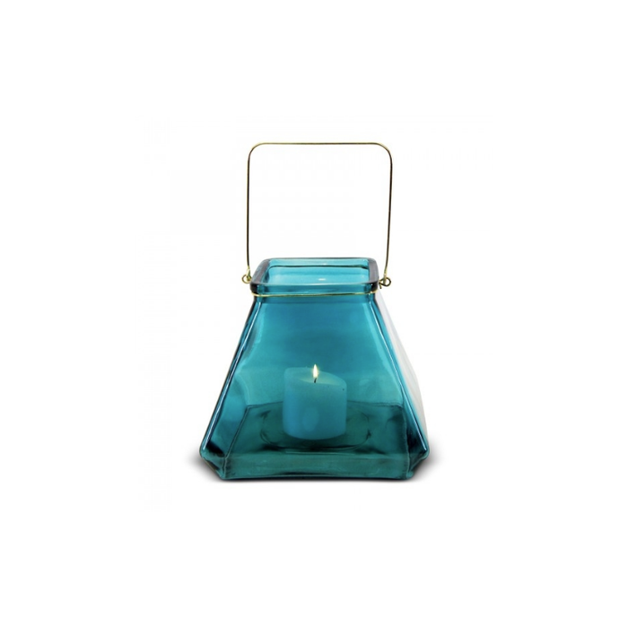 Paddington Glass Candle Holder Style 3 in Blue