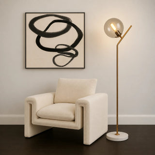 Parisian Poise Dark Bulb Floo r Lamp with Marble Base in a modern relaxing corner