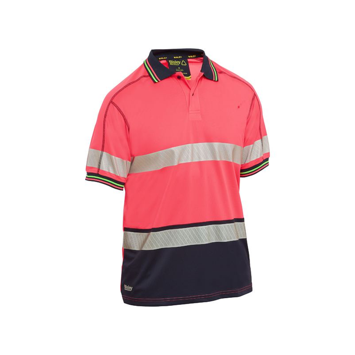 Pink Bisley Taped Hi Vis Polyester Mesh Polo