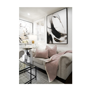 Pink Double Sided With Trim Throw on Sofa with Pillows