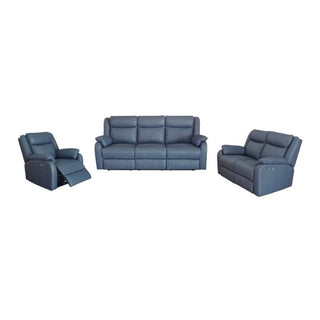 Pinnacle Ocean Bliss Leather Recliner Suite Marine Blue