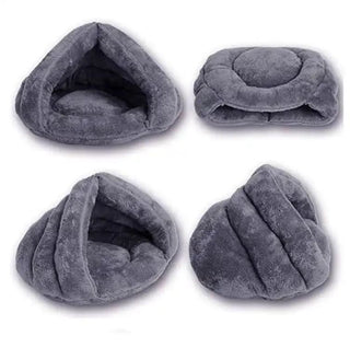 Plush Cat Cave Bed with Playful Hanging Ball Sides