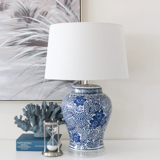 Porcelain Blue and White Floral Print Table Lamp Dimensions decor