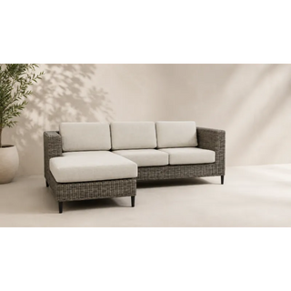 Portia Grey Wicker Reversible Chaise Sofa outdoors