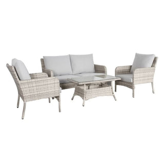 Priestly Elegance 4 Piece Light Grey Outdoor Sofa Ensemble