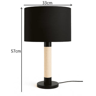 Raffle Lamp With Travertine Stone And Black Shade Dimensions