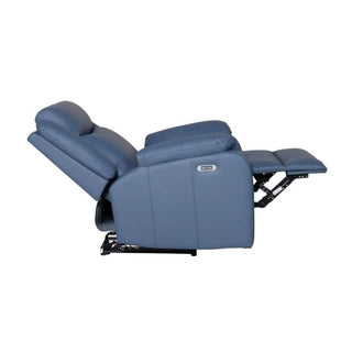 Reclined Blue Haven Pinnacle Leather Recliner Side Profile