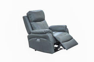 Reclined Camden Luxe Leather Electric Recliner Lounge Set Gunmetal Single