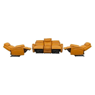 Reclined Camden Luxe Leather Electric Recliner Set Tangerine