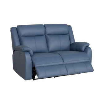 Reclined Pinnacle Serenity Vista Compact Marine Blue Leather Recliner