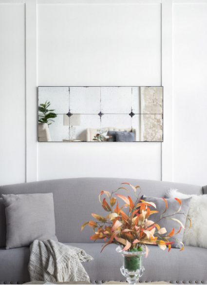 Rectangle Antique Glass Wall Mirror Side Ways