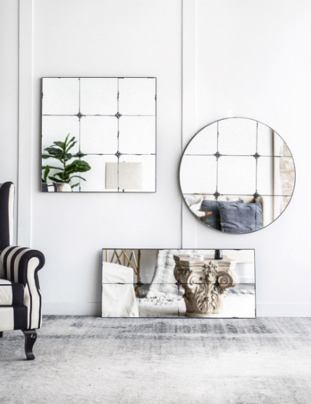 Rectangle Antique Glass Wall Mirror Set 