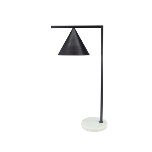 Republic Modern Table Lamp 66 cm with matte black aluminium frame and white marble base.