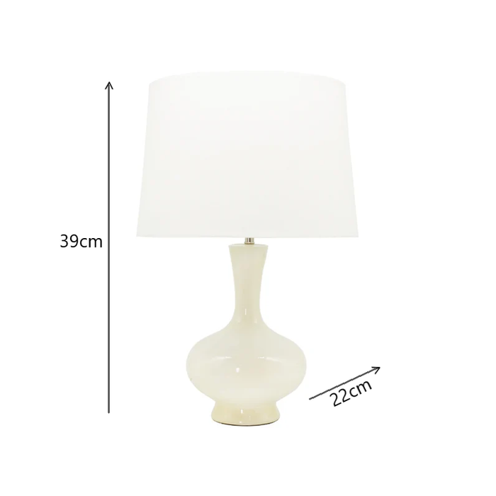 Customizable Resin Lamp Cream Base Vase Shape White Shade - Shopica 