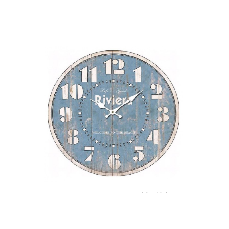 Riviera Blue Iron Wall Clock - Shopica