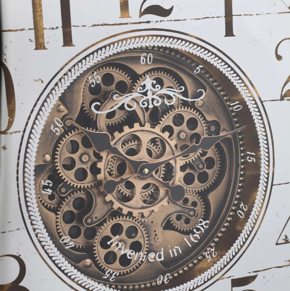 Round Chateau Gear Timeless Wall Clock Close up