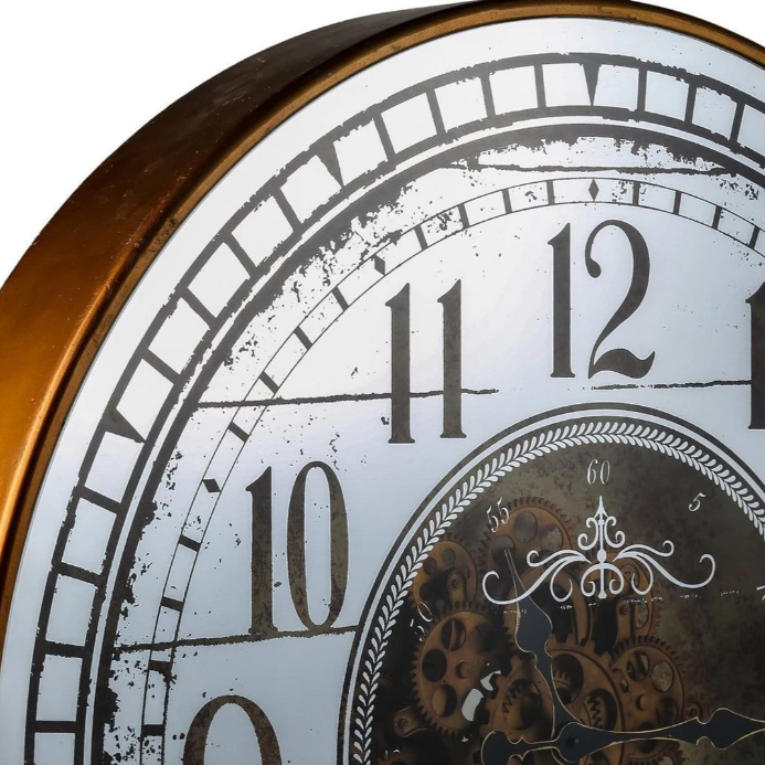 Round Chateau Gear Timeless Wall Clock Top Close up