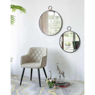 Round Stopwatch Framed Wall Mirror On the Wall
