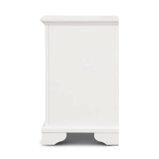 Elegant White Acacia Bedside Unit side view