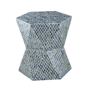 Sapphire Dreams: Diamond Shaped Blue & White Stool Close Up Look