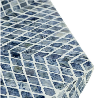 Sapphire Dreams: Diamond Shaped Blue & White Stool Pattern