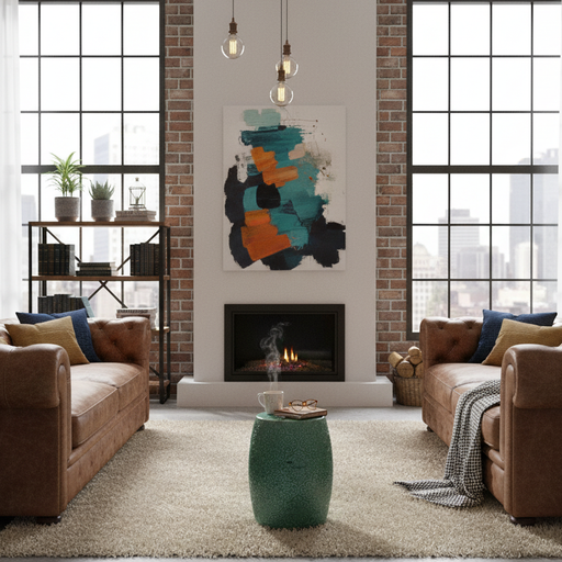 Seaside Serenity: Hamptons Ocean Blue Lace Ceramic Stool