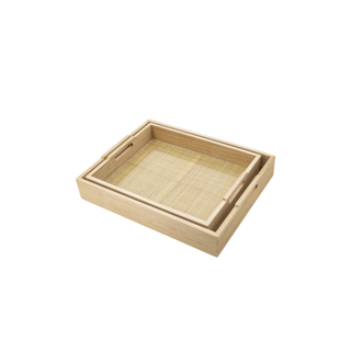 Set of 2 Stackable Wooden Trays