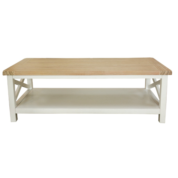 Shellwood Coffee Table 120X60X40cm - Oak/White Close Up Look