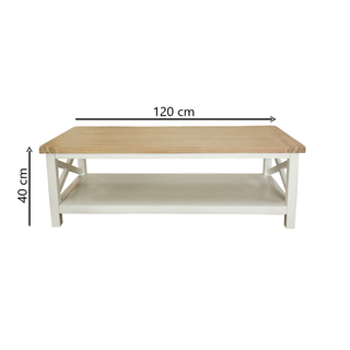 Shellwood Coffee Table 120X60X40cm - Oak/White Dimensions