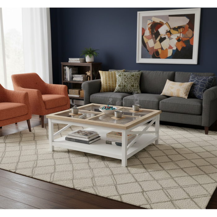 Shellwood Square Coffee Table - Oak/White