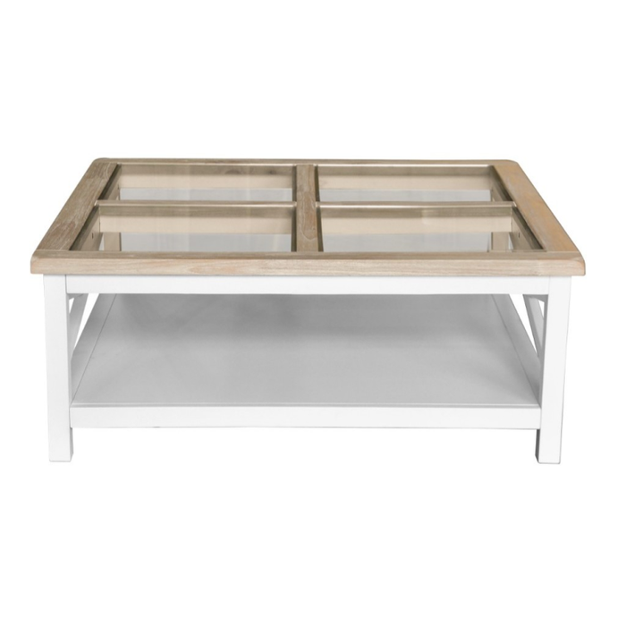 Shellwood Square Coffee Table - Oak/White Close Up Look