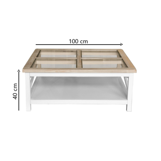 Shellwood Square Coffee Table - Oak/White Dimensions