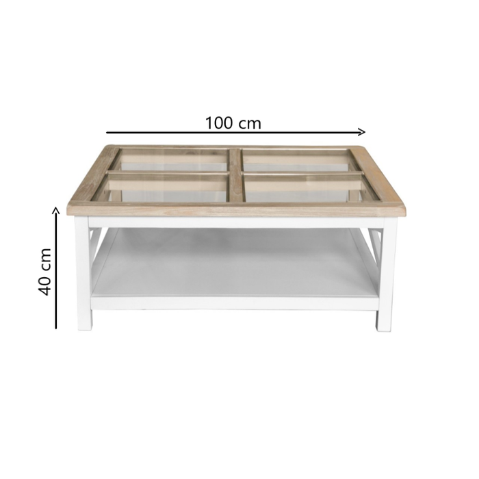 Shellwood Square Coffee Table - Oak/White Dimensions