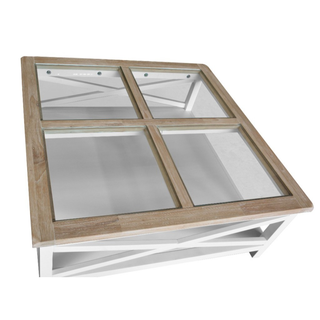 Shellwood Square Coffee Table - Oak/White Top Look