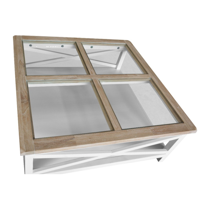 Shellwood Square Coffee Table - Oak/White Top Look