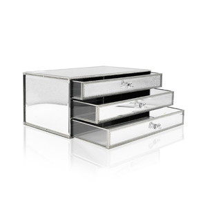 Silver Bevelled Jewellery Box with Open Drawers 
