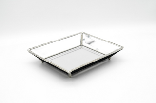Silver Deep Rectangular Mirror Glass Tray