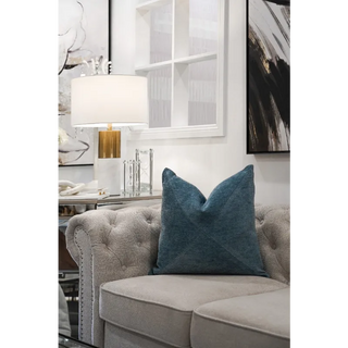 Slate Teal Textured Cushion On Sofa