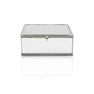 Small Silver String Rope Style Mirror Jewellery Box