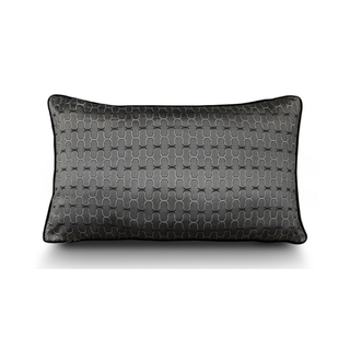 Smooth Metallic Grey and Black Cushion 40 x 60 cm