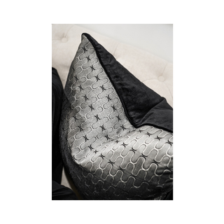 Smooth Metallic Grey and Black Cushion Close Up Look