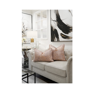 Soft Pink and Lilac Accent Cushion Set on Sofa
