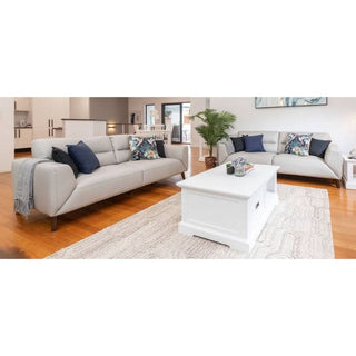 Sonoma 3+2 Seater Leather Silver Lounge Suite