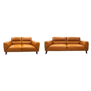 Sonoma Tangerine Vibrant Leather 2+3 Seater Lounge Suite