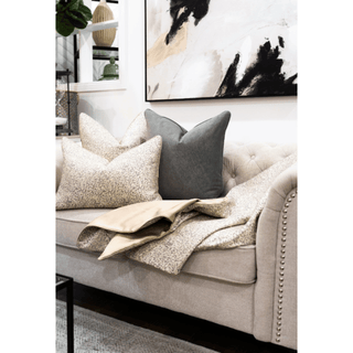 Speckled Cream and Tan Throw with Satin Trim Set 