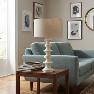 Stacked Ceramic Lamp on Side Table