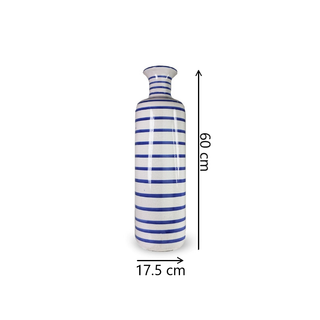 Stripy Blue and White Vase Dimensions
