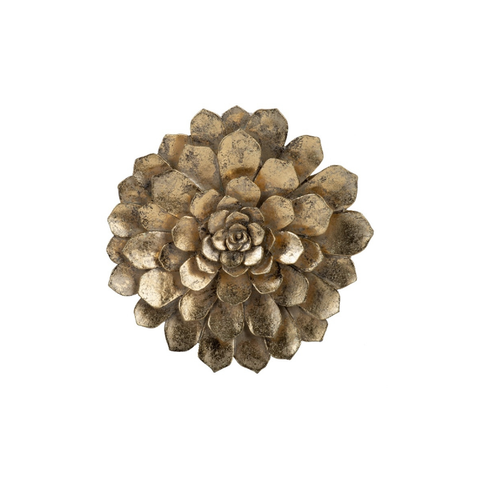 Succulent Golden Flower Wall Plaque