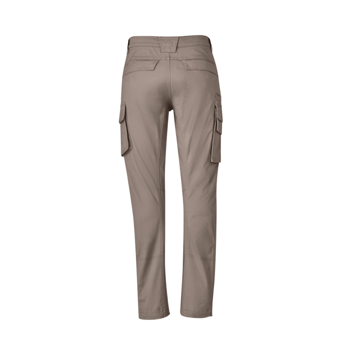 Syzmik Mens Streetworx Curved Cargo Pants Back Profile In Khaki
